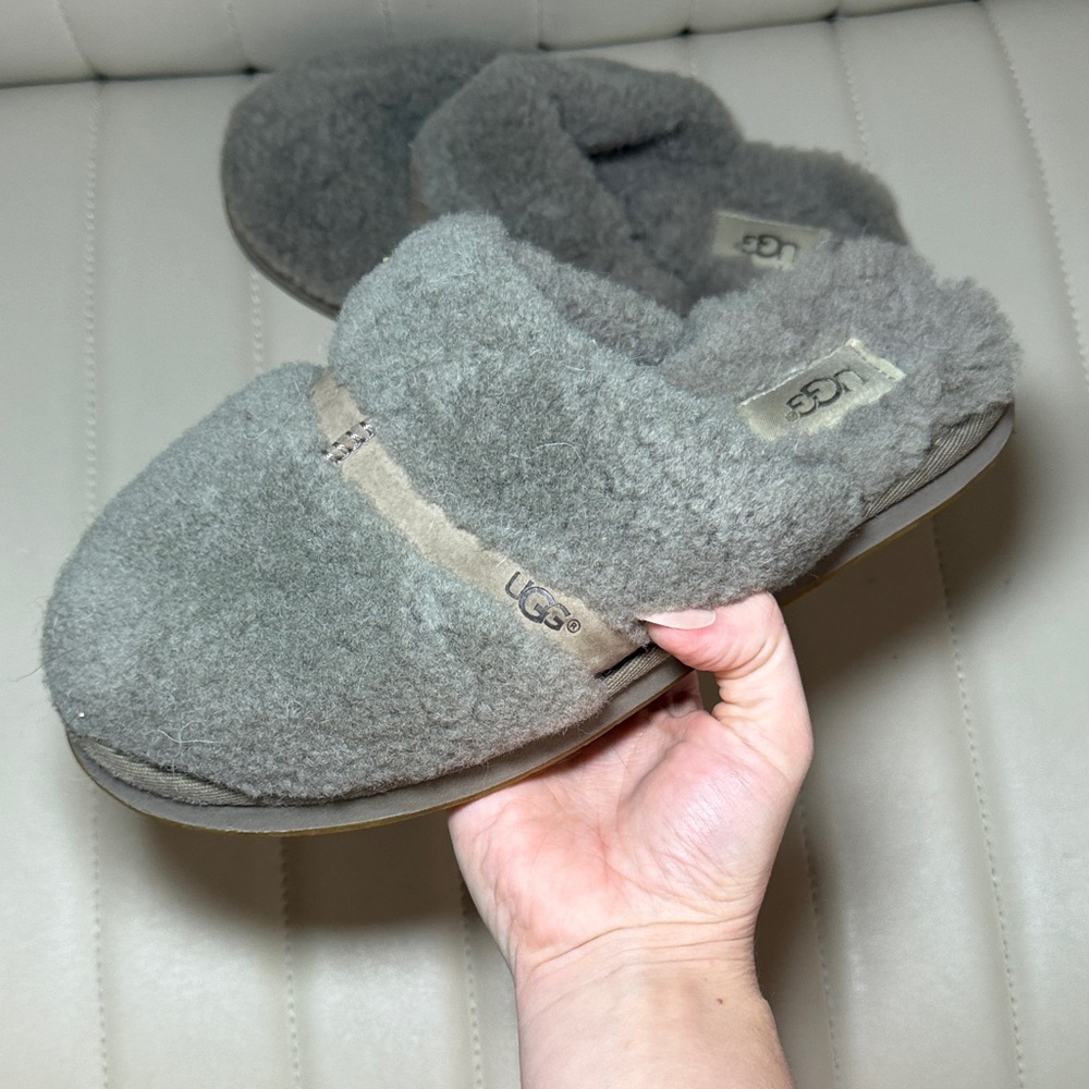 UGG Soft Gray Shearling Slippers